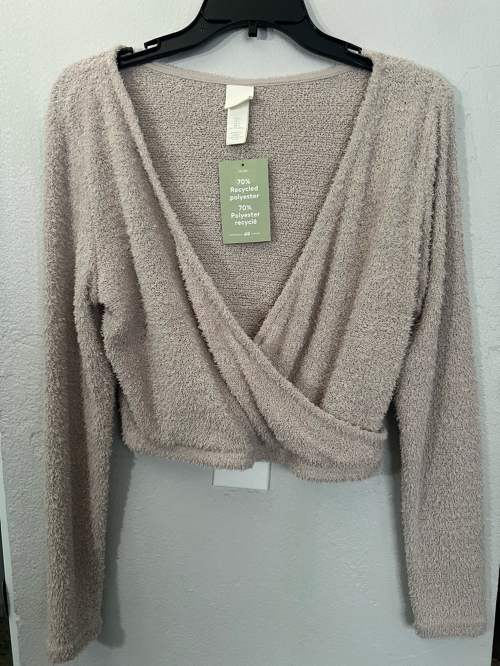 H&M Neutral Beige Textured Cropped Knit Sweater